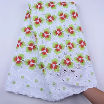

African 100% Cotton Lace Fabric Latest High Quality Swiss Voile Lace In Switzerland With Stones embroidery For Wedding Dress