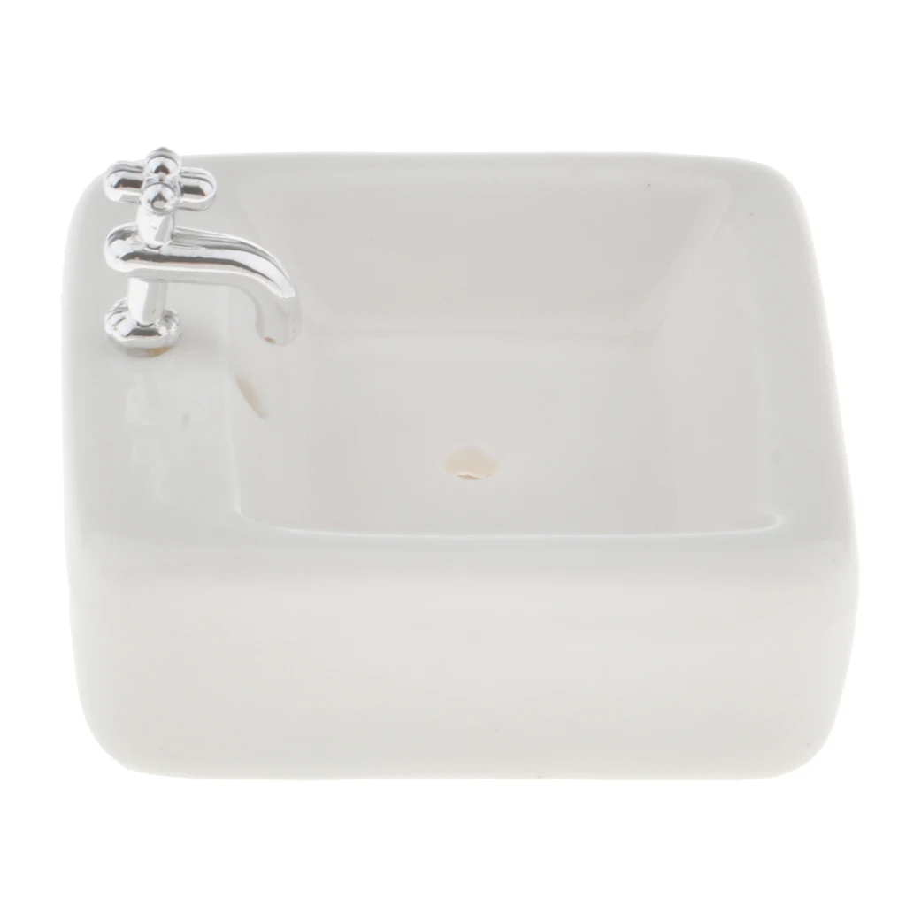 1:12 Mini Square Wash Basin Sink Simulation Dollhouse Furniture Model Accs