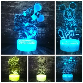 

Drop Ship LED Crack Base Remote Change Cartoon Mickey Minnie Mouse Little mermaid Decor Mood Table Night Light Holiday Kid Toy