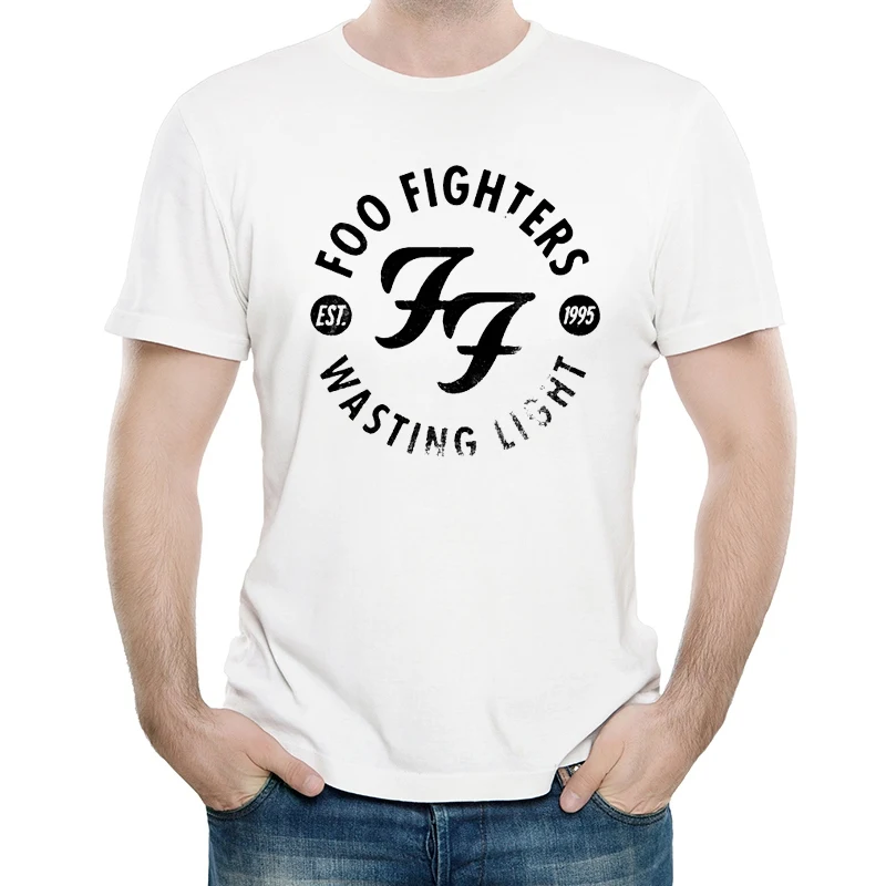 Foo fighers футболка белого цвета Мужская мода короткий рукав Foo fighers логотип футболка Майки футболки унисекс футболка