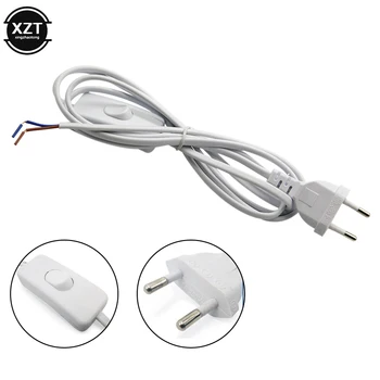 

EU Plug AC Power Cable with on/off Button Switch Control Two-pin Extension Cable For LED Lamp Adapter Black White High Quality