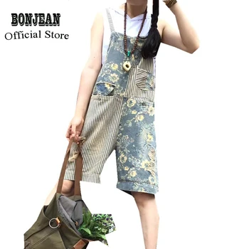 

Womens Denim Jumpsuits Rompers Overalls Body Embroidery Floral Print Big Loose Casual Sweet Cute Striped AZ50212217