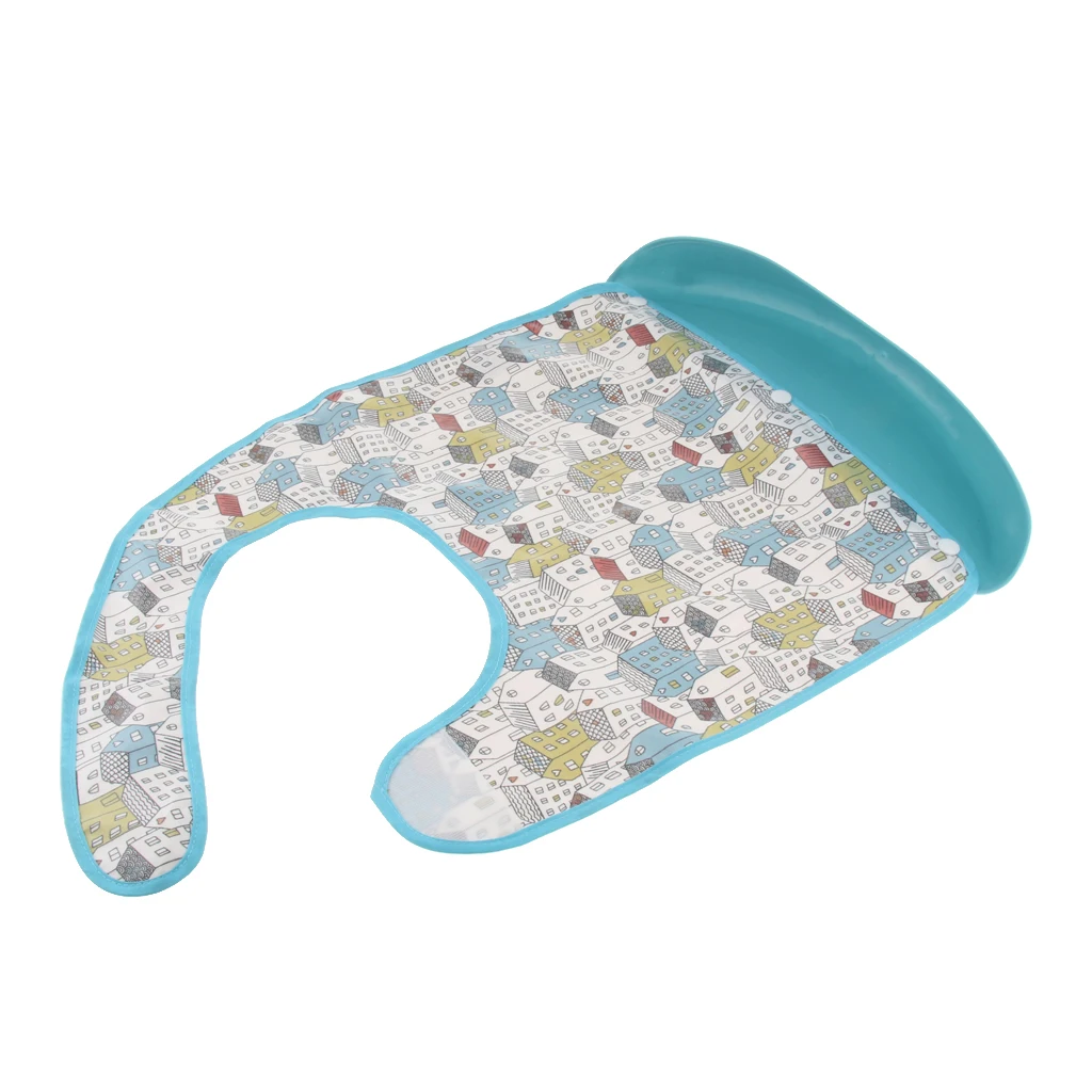 Waterproof Adult Elderly Women Men Bib Clothing Eating Mealtime Protector Apron with Food Catcher for Daily Use