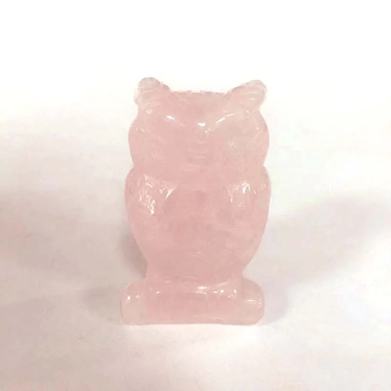 rose quartz Резная статуя орла, Статуэтка из натурального хрусталя, ручная работа, натуральный камень, Исцеление Рейки, мини-Фигурка Совы для дома, Decora XY - Цвет: rose quartz
