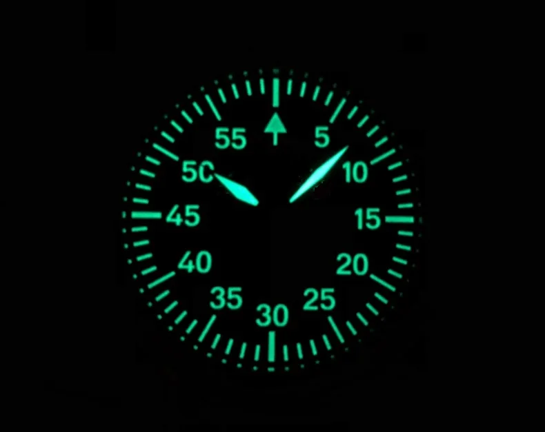 44 мм GEERVO черный циферблат японский VH31 кварцевый механизм Мужские часы зеленый светящийся пилот Часы g344-g8