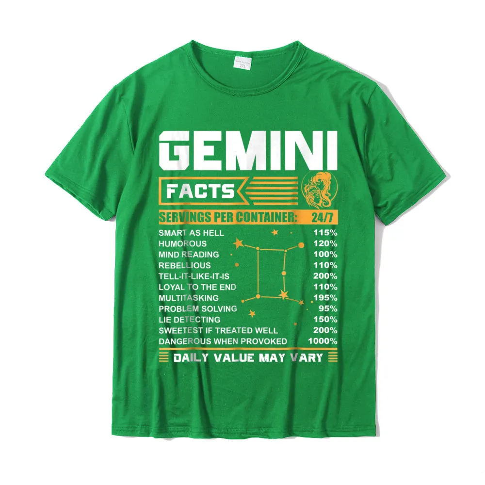 Simple Style Tops Shirt Graphic Crewneck Leisure Short Sleeve Cotton Fabric Mens T Shirt Gift T Shirts Top Quality Gemini Facts Zodiac T-Shirt Funny Gemini Birthday Gifts__18192 green