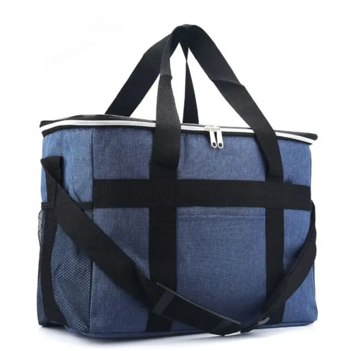 blue 24L Large Thermal Food Cooler Bag Insulated Large Capacity Multi-function Lunch Box bolsa wine cans cooler bag picknick coolers - Цвет: blue