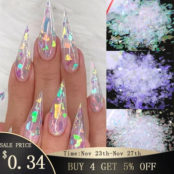 

Mirror Sparkly Butterfly Nail Sequins Paillette Decoration Mixed Colors Nail Holographics Glitter 3D Flakes Slices Art Accessory