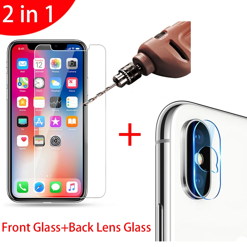 

2in1 protective glass for iPhone 7 8 plus X glass on iphone 7 6 8 XR XS MAX 5 5s SE camera screen protector iPhone 7 6s lens