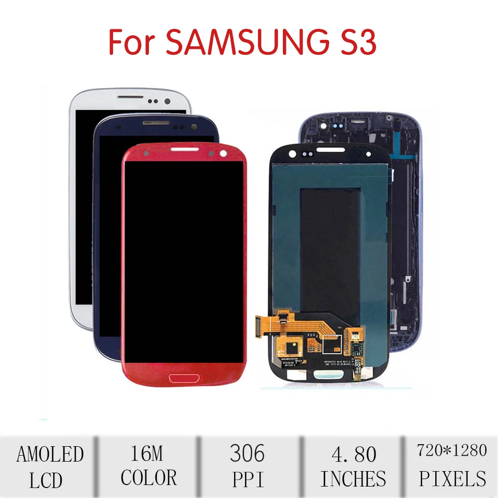 4," для samsung Galaxy S3 lcd сенсорный экран дигитайзер в сборе для samsung i9300 дисплей с рамкой Замена GT-I9300