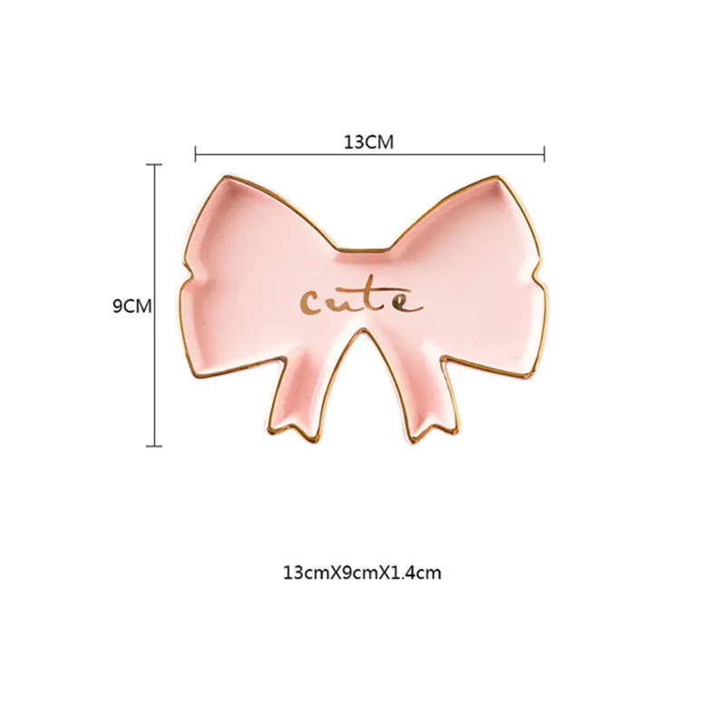 Европейские Керамические украшения, блюдо, безделушка, блюдо для рук, маленькие ювелирные изделия, декоративный поднос, тарелка Хамса, тарелки для рук, украшения, Ремесла, Декор - Цвет: pink Bow plate