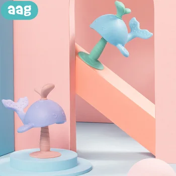 

AAG Cartoon Baby Silicone Teether Rodent with Sucker BPA Free Soft Newborn Training Chew Massage Teething Toys Baby Molar Rod