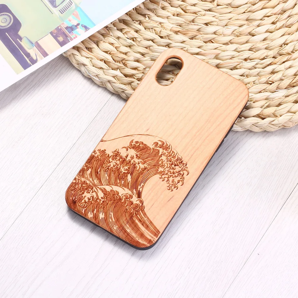 The Great Wave off Kanagawa Engraved Wood Phone Case Funda For iPhone 12 6 6S 6Plus 7 7Plus 8 8Plus XR X XS Max 11 Pro | Мобильные