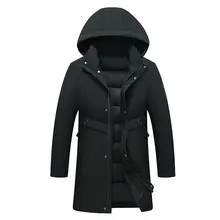 Длинный утолщенный пуховик для мужчин, новая теплая зимняя куртка с капюшоном, нормальное комфортное пальто, теплая утолщенная куртка с капюшоном высокого качества