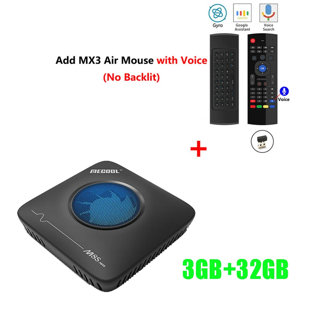 MECOOL M8S Смарт ТВ приставка Amlogic S912 3 ГБ ОЗУ 32 Гб eMMC Android 7,1 2,4G 5G двойная wifi приставка Bluetooth 4,1 4K медиаплеер - Цвет: 3GB32GB add mx3 mic