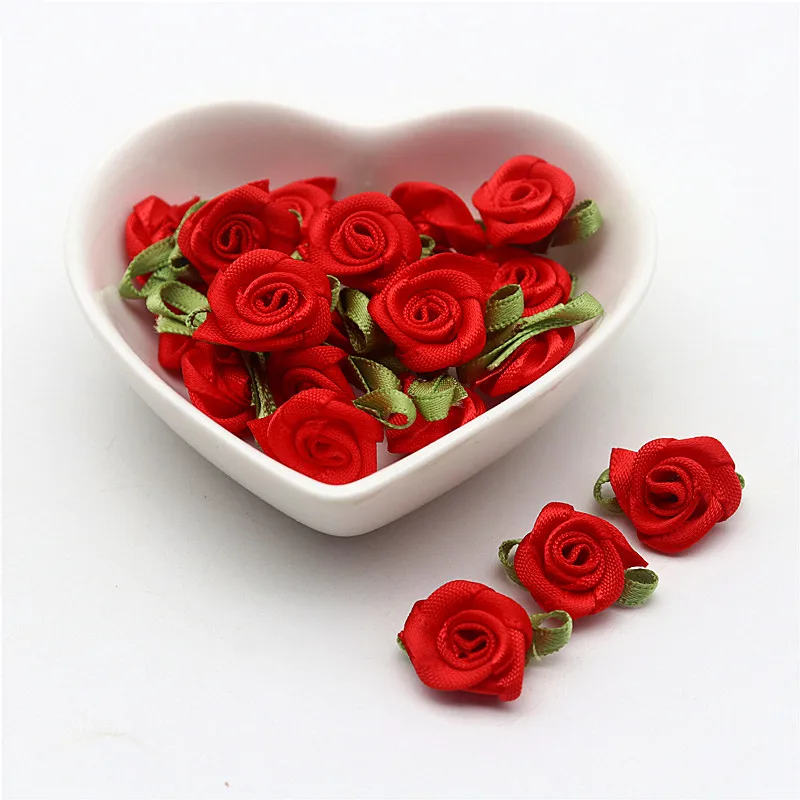 Green Leaf Rose Ribbon DIY Decoration Bowknot for Clothing Accessories (50-100pcs)
