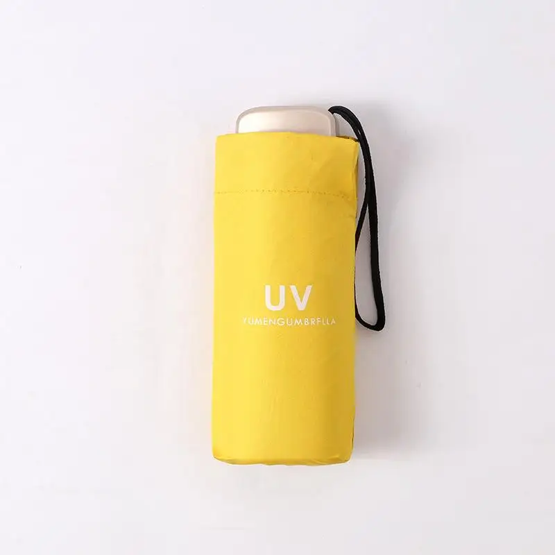 Карманный мини-зонтик Pongee Sunny Umbrella для женщин, Ультрафиолетовый зонтик для маленьких девочек, водонепроницаемый портативный зонтик для путешествий - Цвет: lemon yellow