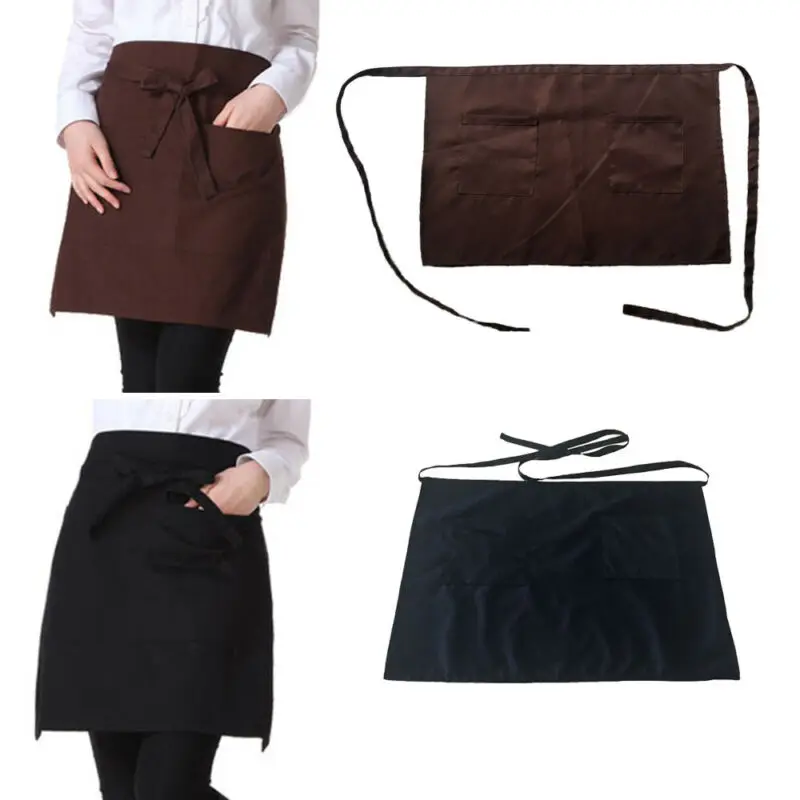 2020 Creative Universal Unisex Apron Short Waist Apron Kitchen Cooking Women Men Bar Aprons with Pocket for Chef Waiter Waitress