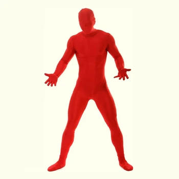 

Free Shipping ! New Arrival Sliver Red Lycra Spandex Zentai Suit S-XXL Halloween Party Christmas Suit