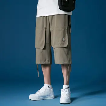 

2020 Summer New Youth Popular Japanese Big Pocket Tooling Loose Large Size Cropped Pants Fashion Wild Casual Pants M-5XL