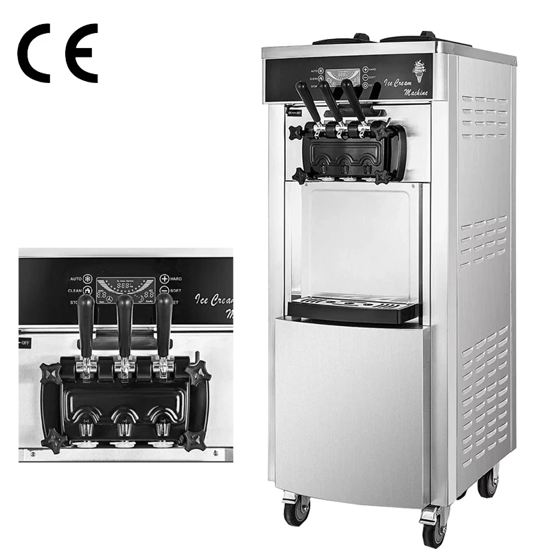 

110V 220V Luxury Ice Cream Machine Commercial Automatic Vertical Cone Good Business Summer 21-26L/H
