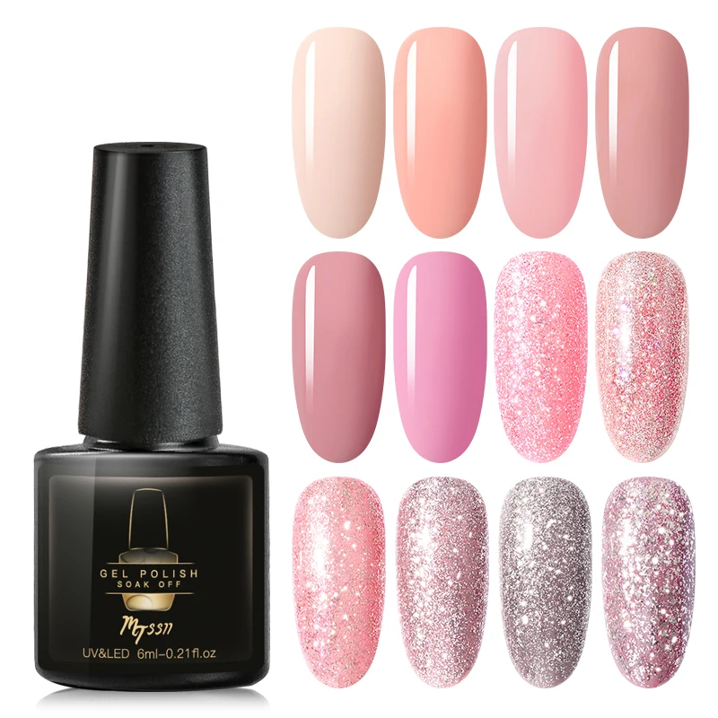 

Mtssii Rose Gold Glitter Sequins Gel 6ml Nail Polish Soak Off UV LED Gel Varnish Colorful Nail Gel Polish DIY Nail Art Lacquer