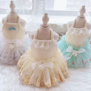 

Cute Lace Summer Small Dog Vest Shirt Clothes For Chihuahua Dog Princess Party Dress Dog Cat Pet Tutu Skirt Dress