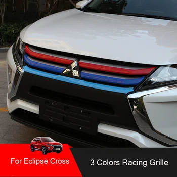 

5pcs ABS Chrome Colored Front Racing Grille Trim Strip Sticker For Mitsubishi Eclipse Cross 2017 2018 2019 Accessories