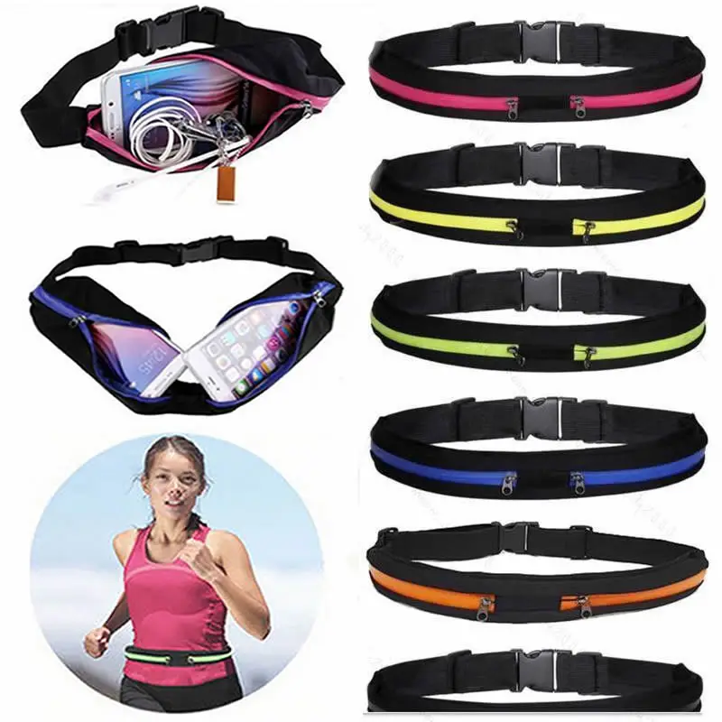 Mayitr Unisex Single Double Sports Waist Bum Bag Fitness Running Belt Pouch Travel Waist Pocket Jogging Sports Adjustable Strap