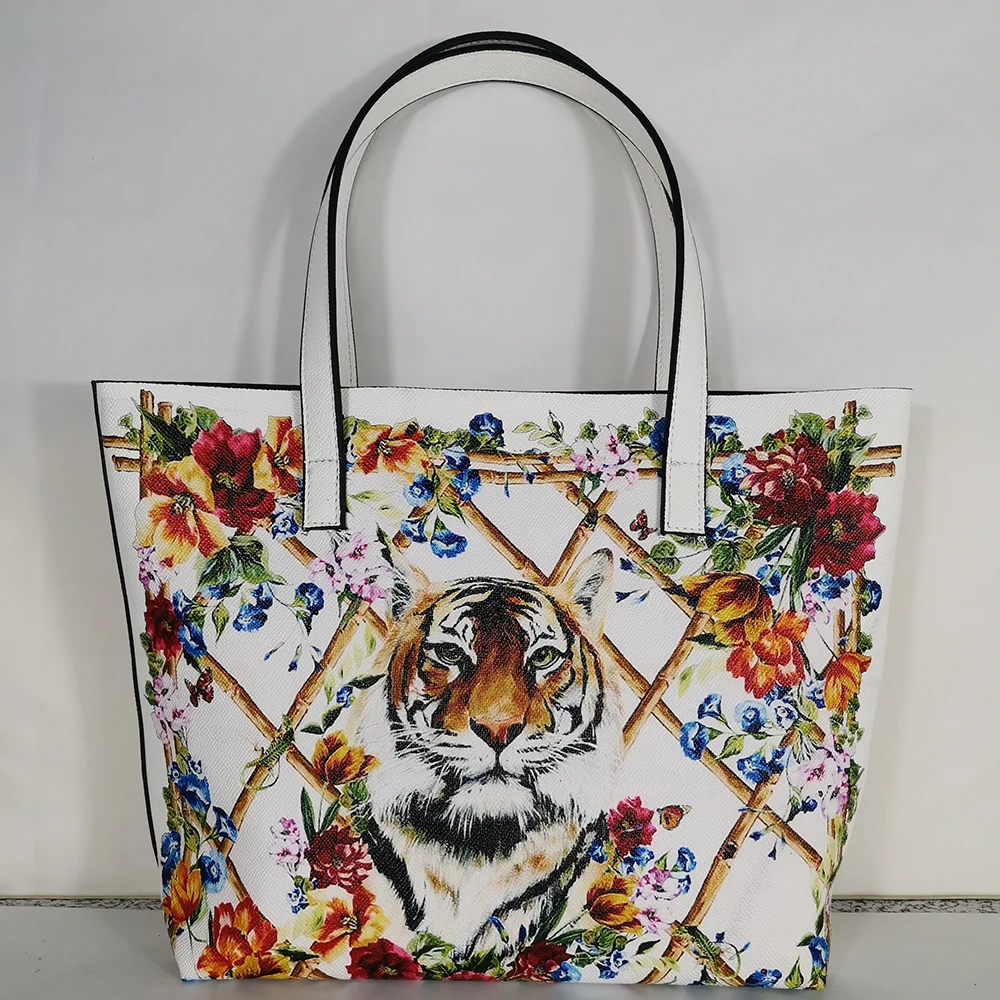 Модная женская сумка Cros Body, кошелек для путешествий, пляжная сумка на плечо, женская кожаная сумка с животным принтом, вместительная сумка с большим цветком