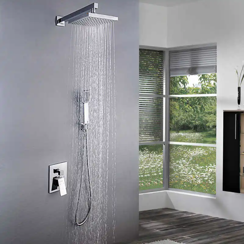 Bathroom suite 8 Polegada top square spray hidden shower ceiling in wall mixer tap | Обустройство дома