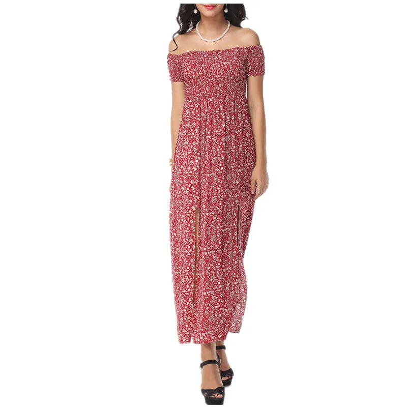 Новинка лета 2020 Европейское и американское сексуальное платье с разрезом на