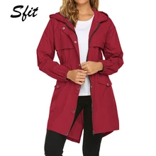 Sfit, женский плащ, легкий, с капюшоном, Длинная ветровка, для улицы, дышащий, дождевик, куртки, водонепроницаемый, быстро сохнет, походные куртки