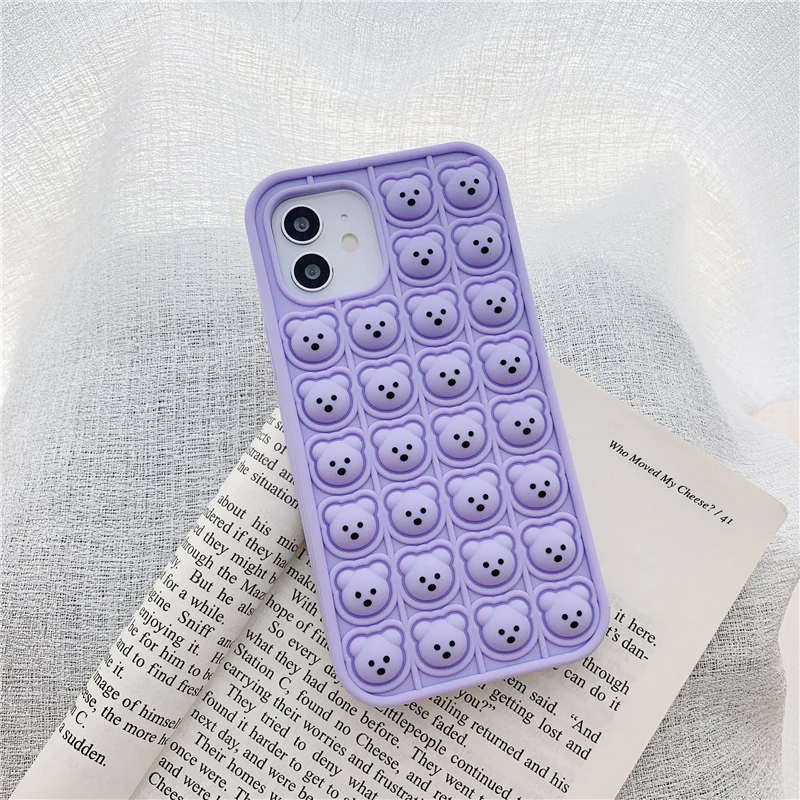 Push Pop Bubble Fidget phone Cover Case Bear Handyhülle iPhone 11 12 6 7 8 SE 