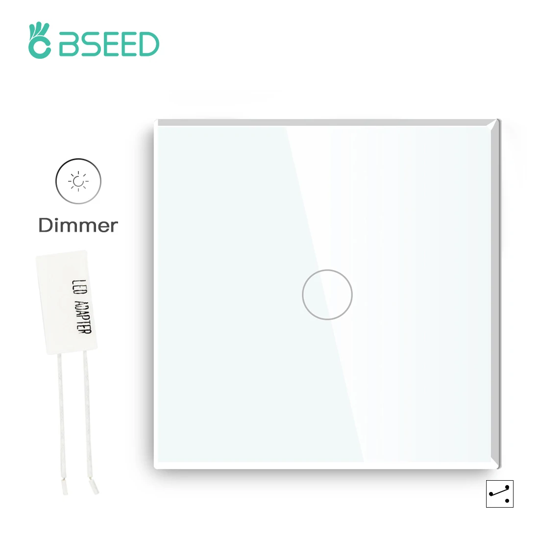 BSEED Dimmer Touch Screen Switch 1Gang 2Way LED Dimmable Wall Light Switches Long Press Crystal Panel Dark Backlight | Обустройство