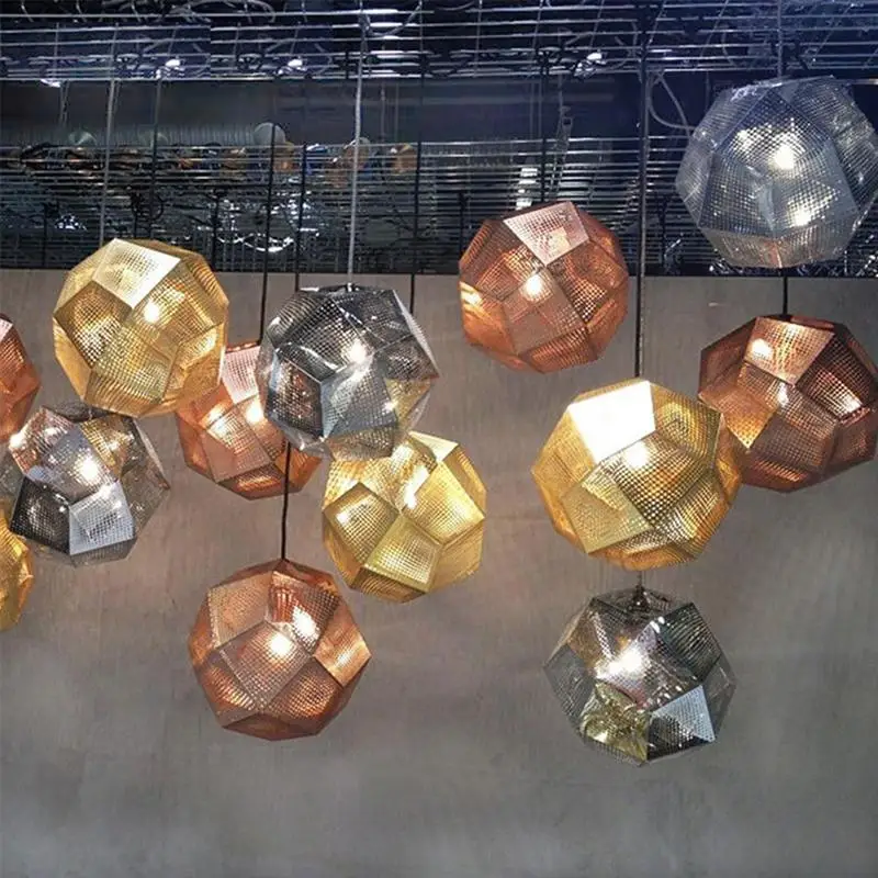 Creative E27 220v Restaurant Pendant Lamp Polyhedral Ball Hanging Iron Indoor Lighting (Rose Gold/Golden/Silver) | Лампы и освещение
