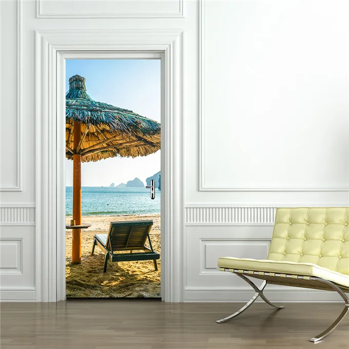 Забавные дверные наклейки для гостиной спальни 3D ПВХ самоклеющиеся обои для дверей DIY переводная бумага для обновления интерьера искусство для домашнего декора, настенная - Цвет: DM070