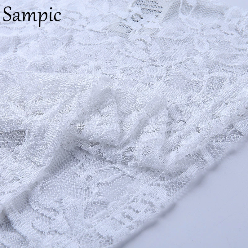 Sampic Сексуальная Женская Элегантная Модная сетчатая кружевная прозрачная блузка, рубашка, повседневная одежда, офисная пышная блузка с длинным рукавом, весенние топы