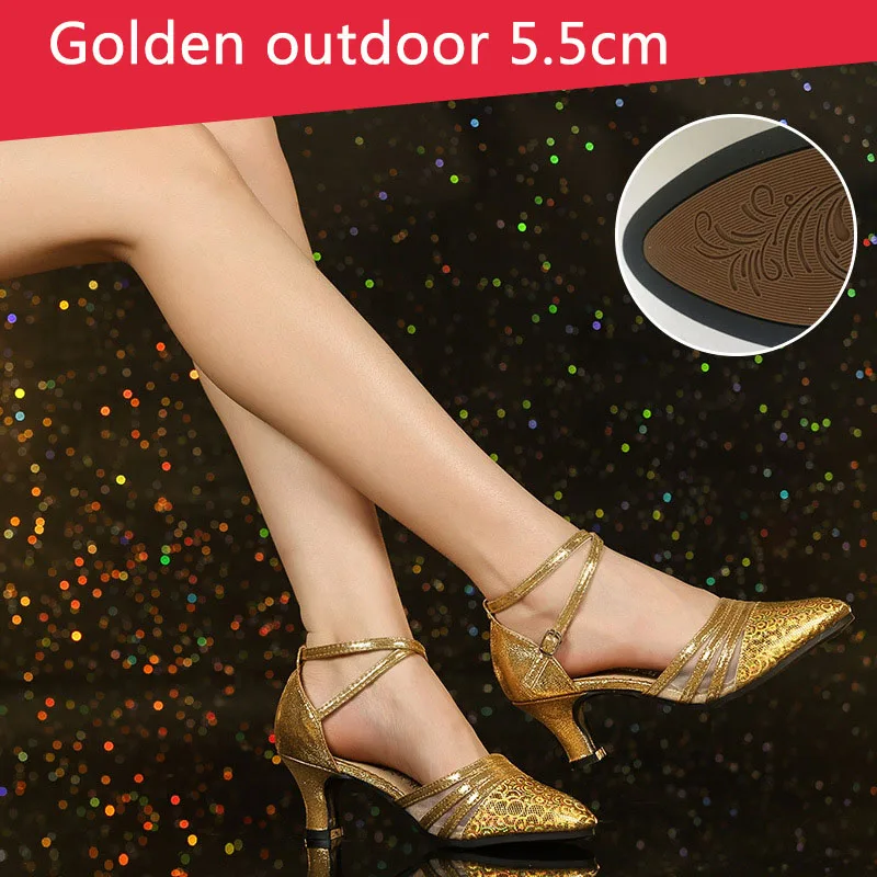 SY-gold 5.5cm Модная обувь для латинских танцев; женская пикантная обувь для латинских танцев золотого цвета; профессиональная обувь для танго; современная танцевальная обувь; женская обувь для выступлений - Цвет: SY-gold 5.5cm