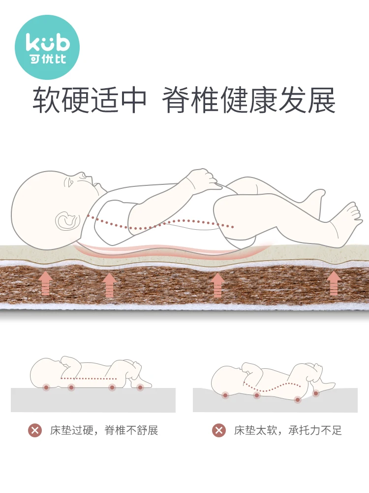 Kub Coconut Palm Baby Mattress, Baby Mattress, Newborn Latex Mattress, Four Seasons Customized Comfortable baby mattress
