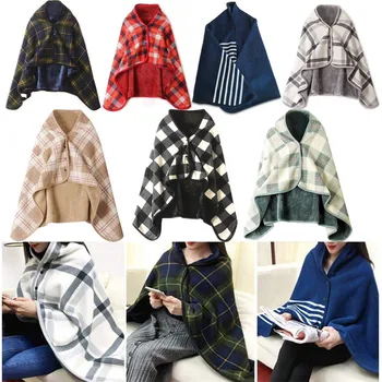 

Multifunction Doublelayer Tartan Hoodie Fleece Flannel Plaid TV Blanket Scarf Wrap Shawl Winter Warm Buffalo Plaid