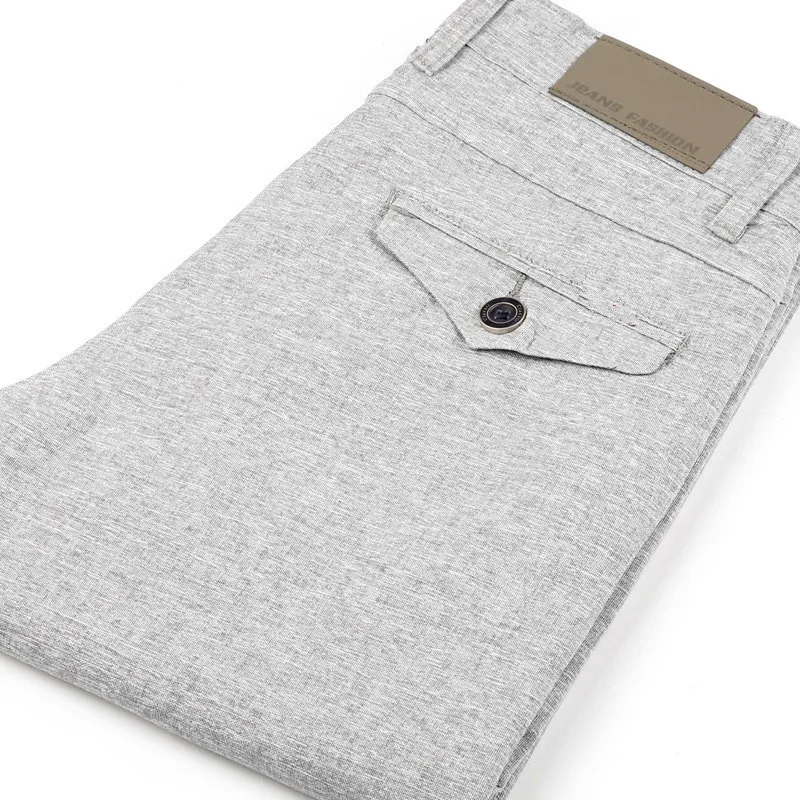 Summer Thin Cotton And Linen Mens Straight Pants Fashion Casual Streetwear Slim Fit Breathable Male Trousers Office Work Wear