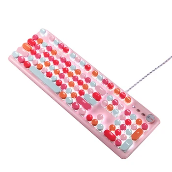 

104 Keys Universal Accessory USB Wired Lipstick Silent Professional Retro Punk Mechanical Keyboard For PC Desktop Gaming Metal