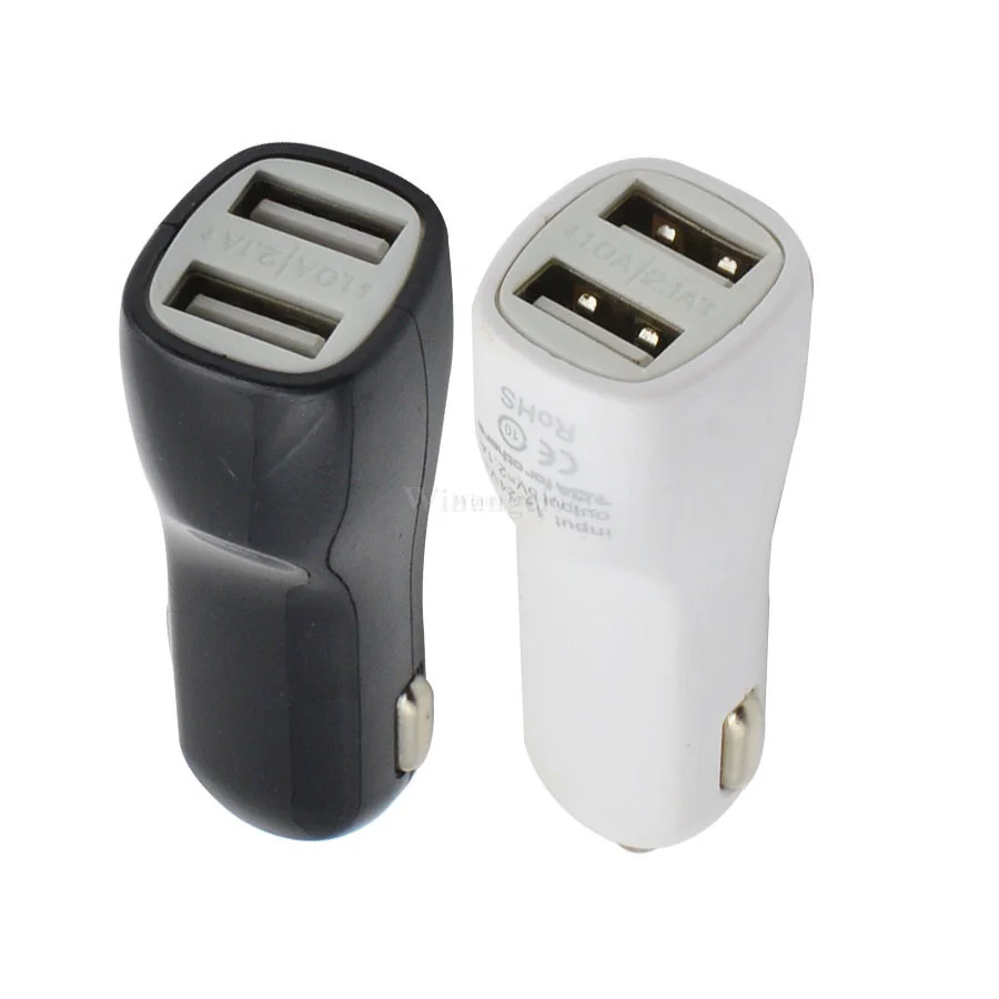 

1000pcs Duckbilled 2.1A+1A Dual USB 2 Port Car Charger Cigarette Power Adapter for iphone 11 12 13 for Samsung