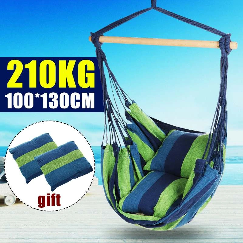 Hamaca colgante portátil con 2 almohadas para jardín, silla colgante de  cuerda, Columpio de moda para interior y exterior|Hamacas| - AliExpress