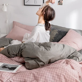 

Northern European-Style Cotton Bedding Cotton Net Red Linen Quilt People-Style Dormitory Three-Piece Bed