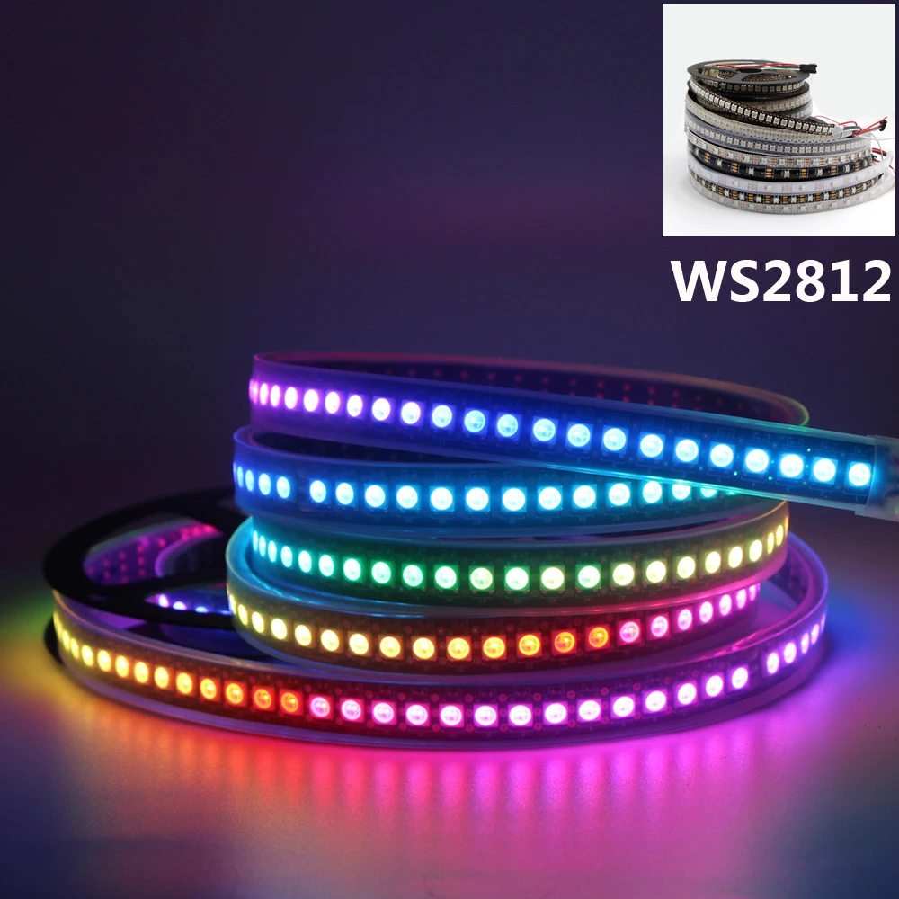 Светодиодная лента WS2812B WS2812 черная/белая водонепроницаемая 5 В пост. тока 1/2/3/4/5