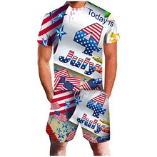Aliexpress - Summer Men’s Sets Clothes American Flag 3D Printing Short Sleeve T-shirt+Shorts Men’s Sets Independence Day Casual Set conjuntos