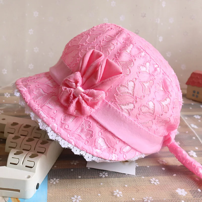 1 шт., весенне-летняя милая детская шапочка принцессы с кружевом, однотонная кружевная шапочка для маленьких девочек, детская сетчатая шапочка, Солнцезащитная шапка для девочек