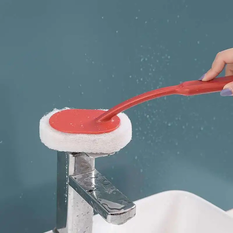 

3pcs Bathroom long handle sponge brush floor tile sponge microfiber cloth brush